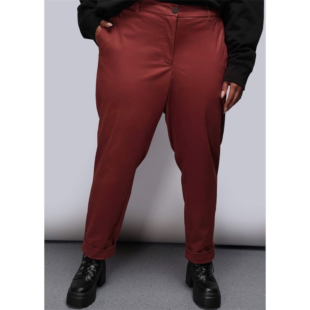 Wildfang Women's The Essential Trousers in Camel Khaki Straight Leg - Picture 12 of 15
